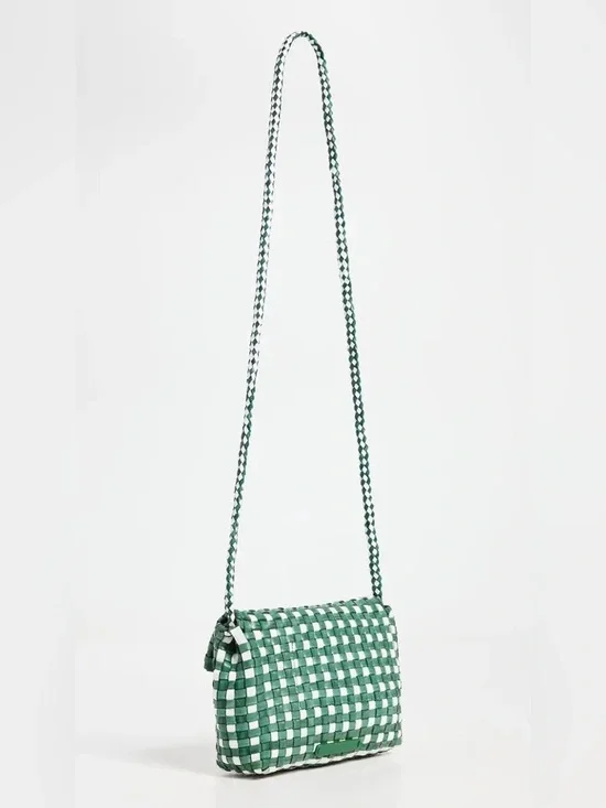 Loeffler Randall Vinnie Green and White Woven Crossbody Bag - Picture 2 of 9